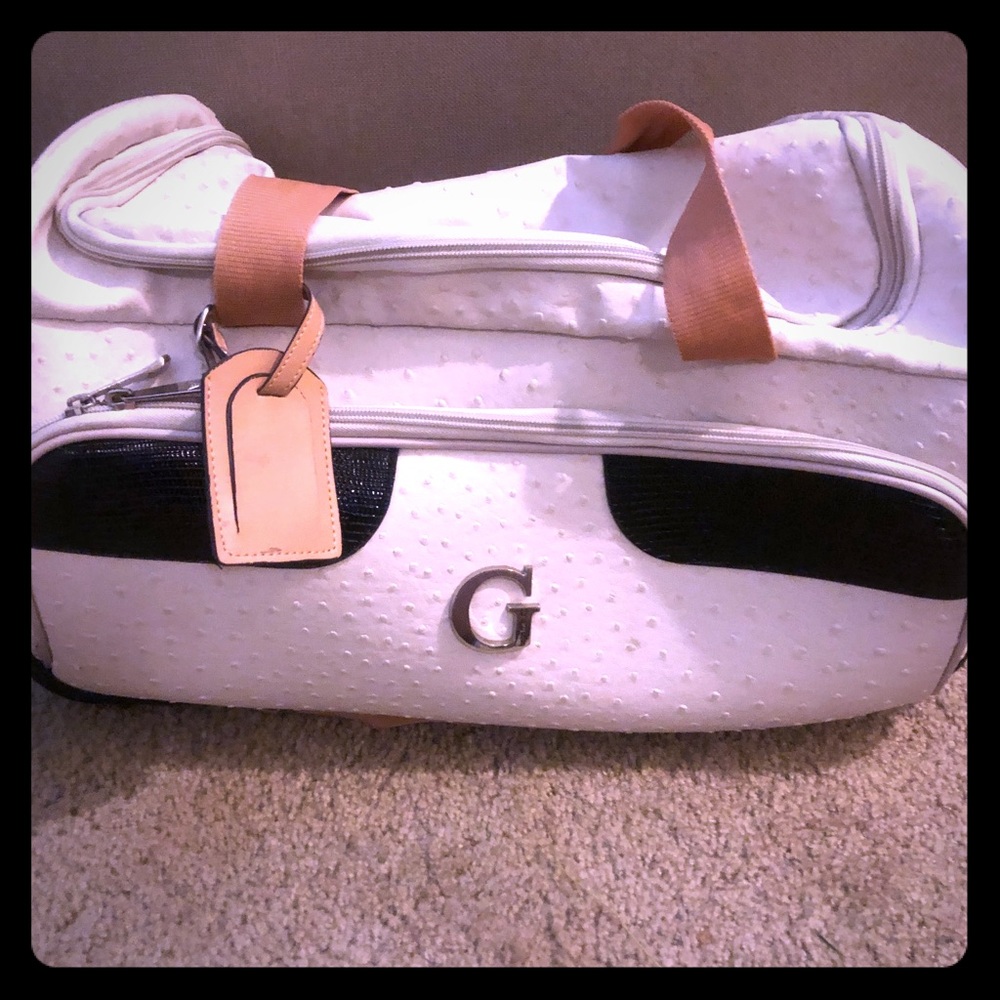 Guess cream tote with wheels